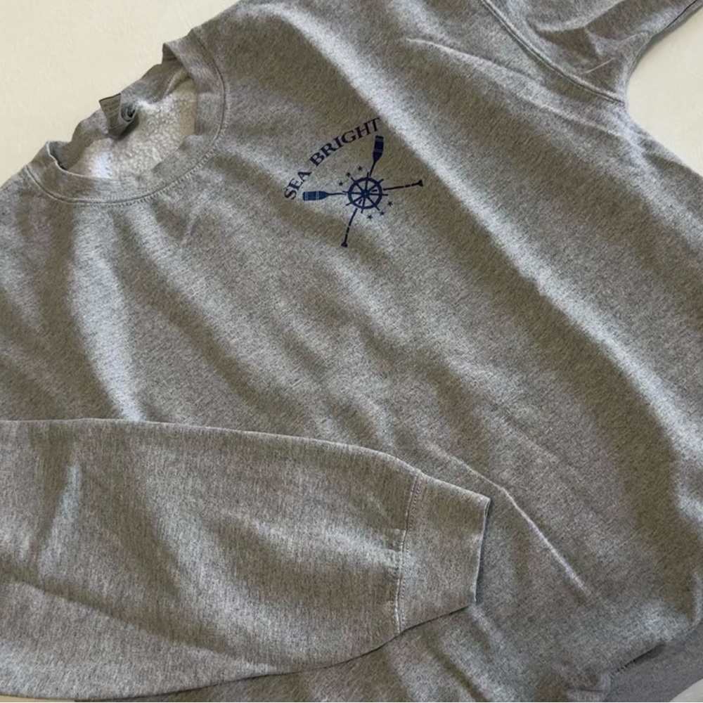 Gray Crewneck Sweatshirt with Blue Logo